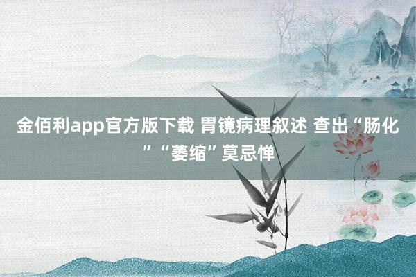 金佰利app官方版下载 胃镜病理叙述 查出“肠化”“萎缩”莫忌惮