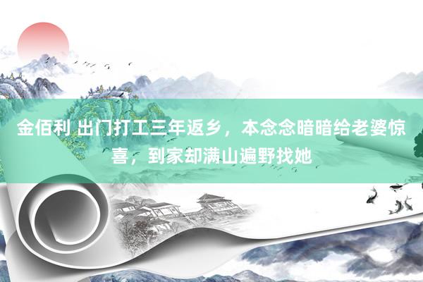 金佰利 出门打工三年返乡，本念念暗暗给老婆惊喜，到家却满山遍野找她