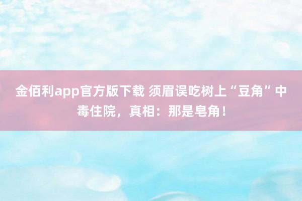 金佰利app官方版下载 须眉误吃树上“豆角”中毒住院，真相：那是皂角！