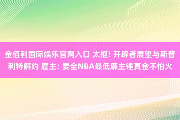 金佰利国际娱乐官网入口 太抠! 开辟者展望与斯普利特解约 雇主: 要全NBA最低廉主锤真金不怕火