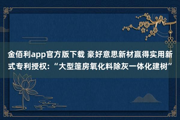 金佰利app官方版下载 豪好意思新材赢得实用新式专利授权: “大型篷房氧化料除灰一体化建树”