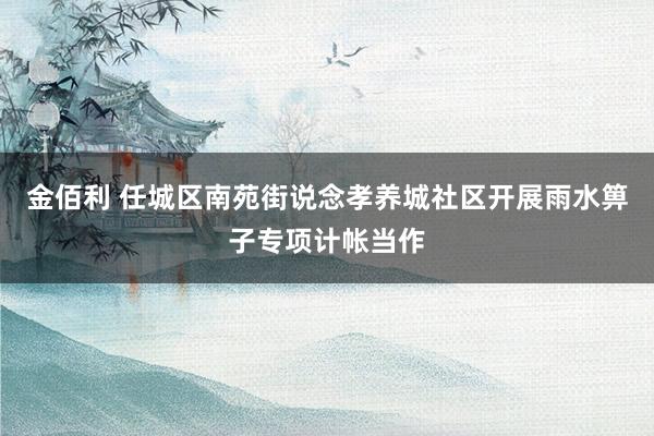金佰利 任城区南苑街说念孝养城社区开展雨水箅子专项计帐当作