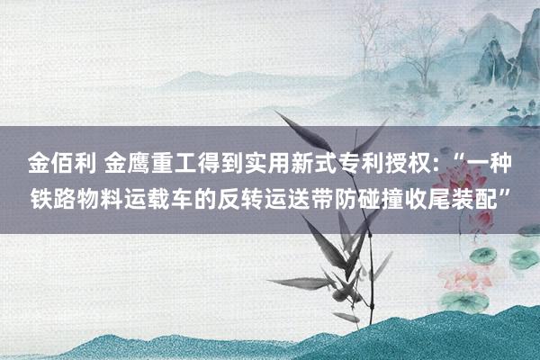 金佰利 金鹰重工得到实用新式专利授权: “一种铁路物料运载车的反转运送带防碰撞收尾装配”
