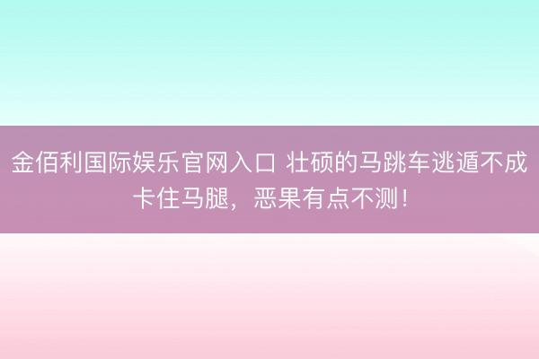 金佰利国际娱乐官网入口 壮硕的马跳车逃遁不成卡住马腿，恶果有点不测！